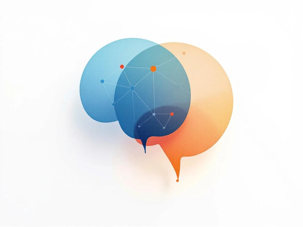 Twee overlappende hersenen in blauw en oranje met verbindingslijnen die neurale netwerken en autisme-onderzoek tonen